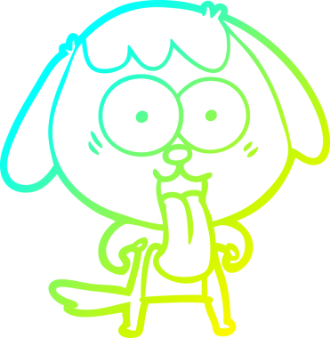 Bir insan tarafından çizilmiş şirin bir çizgi köpeğin soğuk gradyan çizgisi.