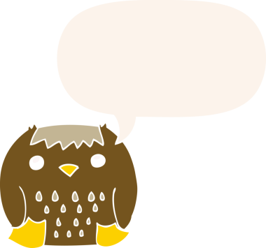 bir insan tarafından çizilmiş konuşma baloncuklu çizgi film baykuşu