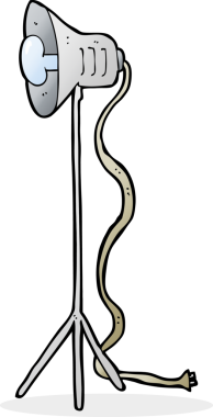 Bir insan tarafından çizilmiş karikatür fotoğraf stüdyosu lambası.