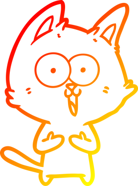 Bir insan tarafından çizilmiş komik bir çizgi film kedisinin sıcak çizgi çizimi