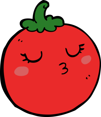 Bir insan tarafından çizilmiş domates çizgi filmi.
