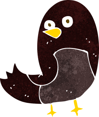 Bir insan tarafından çizilmiş çizgi film kuşu.