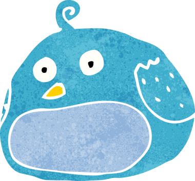 Bir insan tarafından çizilmiş çizgi film kuşu.