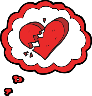 Serbest çizim düşünce balonu karikatürü Bir insan tarafından çizilmiş kırık kalp