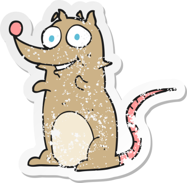 Bir insan tarafından çizilmiş karikatür bir farenin gerilimli çıkartması