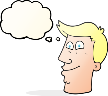 Bir insan tarafından çizilmiş serbest çizim düşünce kabarcığı erkek yüzü