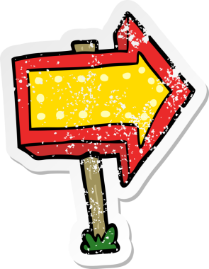 Bir insan tarafından çizilmiş ok işaretli karikatür çıkartması.