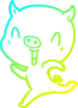 Bir insan tarafından çizilen mutlu çizgi film domuz çizimi.