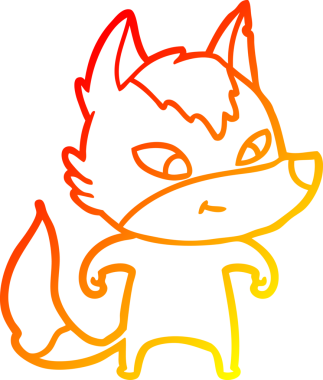 Bir insan tarafından çizilmiş dost canlısı bir kurt çizgi çizimi.