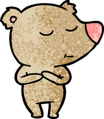 Bir insan tarafından çizilmiş mutlu çizgi film ayısı.