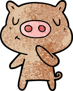 Bir insan tarafından çizilmiş çizgi film içerikli domuz.