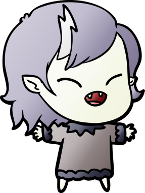 Bir insan tarafından çizilmiş gülen vampir kız çizgi filmi.