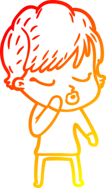 Bir insan tarafından çizilmiş gözleri olan çizgi film kadını çizimi.