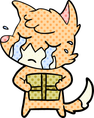 Bir insan tarafından çizilmiş ağlayan tilki çizgi filmi.