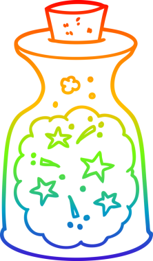 Bir insanın çizdiği sihirli iksirin çizdiği gökkuşağı gradyanı çizimi