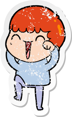 Bir insan tarafından çizilmiş mutlu bir adamın sıkıntılı çıkartması.