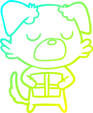 Bir insan tarafından çizilen çizgi film köpeğinin soğuk gradyan çizgisi.