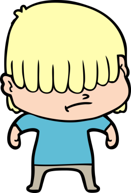 Bir insan tarafından çizilmiş dağınık saçlı çizgi film çocuğu.
