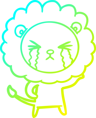 Bir insan tarafından çizilmiş ağlayan aslanın soğuk gradyan çizgisi