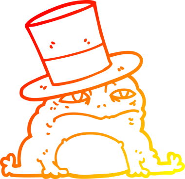 Bir insan tarafından çizilmiş zengin bir kurbağanın sıcak çizgi çizimi