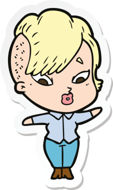 Bir insan tarafından çizilmiş bir karikatür çıkartması.