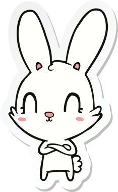 Bir insan tarafından çizilmiş şirin bir tavşanın çıkartması.