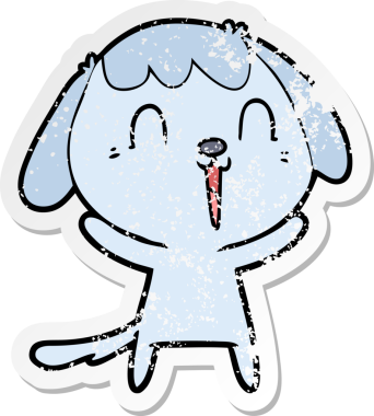 Bir insan tarafından çizilmiş şirin bir köpeğin sıkıntılı çıkartması.