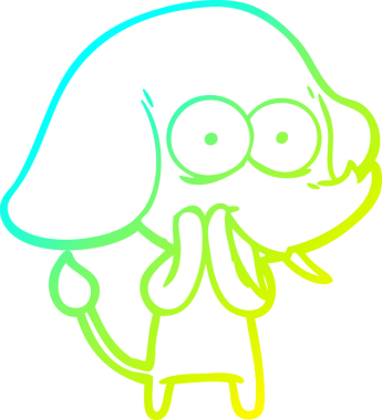 Bir insan tarafından çizilmiş mutlu bir filin soğuk gradyan çizgisi.