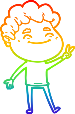 Bir insan tarafından çizilmiş gökkuşağı gradyan çizgi çizimi.