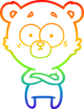 gökkuşağı gradyan çizimi şaşırmış bir ayı karikatürü bir insan tarafından çizildi