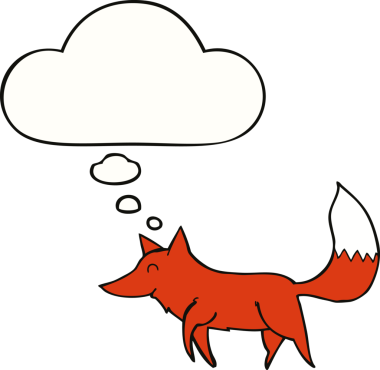 Bir insan tarafından çizilmiş düşünce balonlu bir kurt.
