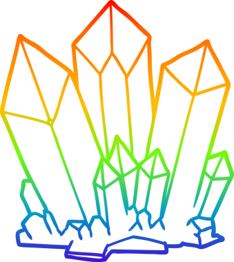 gökkuşağı gradyan çizgi çizimi bir insan tarafından çizilmiş kristaller