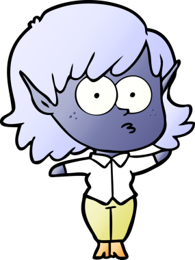 Bir insan tarafından çizilmiş çizgi film elf kızı.