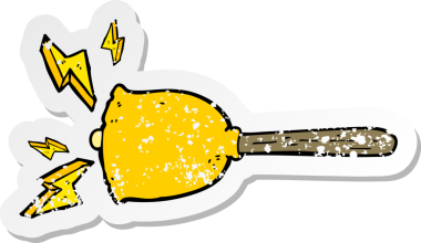 Bir insan tarafından çizilmiş bir karikatür çanın gerilimli çıkartması.