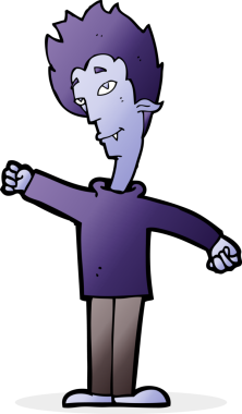 Bir insan tarafından çizilmiş vampir adam çizgi filmi.