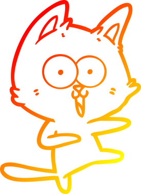 Bir insan tarafından çizilmiş komik bir çizgi film kedisinin sıcak çizgi çizimi