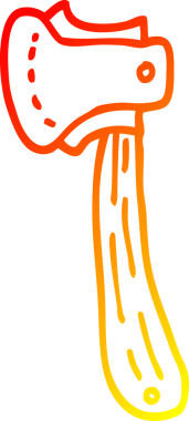 Bir insan tarafından çizilmiş uzun bir baltanın sıcak çizgi çizimi