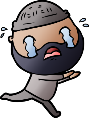 Çizgi film sakallı adam bir insan tarafından çizilmiş ağlıyor.