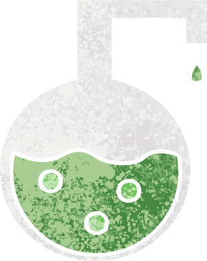 Bir insan tarafından çizilmiş bilimsel bir deneyin retro çizim tarzı karikatürü