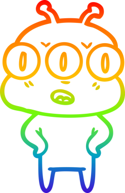 Bir insan tarafından çizilmiş üç gözlü bir uzaylının gökkuşağı gradyanı çizimi