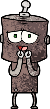 Bir insan tarafından çizilmiş çizgi film robotu