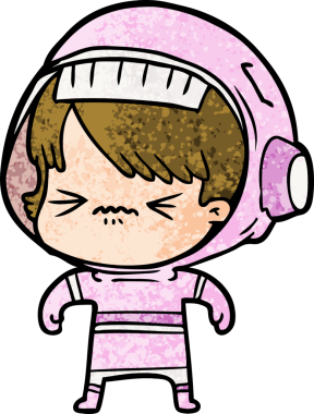 Bir insan tarafından çizilmiş kızgın uzay kızı.