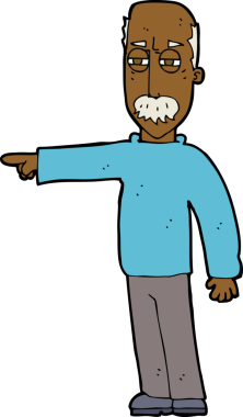 Çizgi filmdeki yaşlı adam el kol hareketi yapıyor. Defol! Bir insan tarafından çizilmiş.