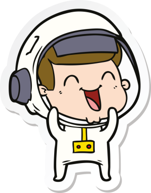 Bir insan tarafından çizilmiş mutlu bir astronotun çıkartması.