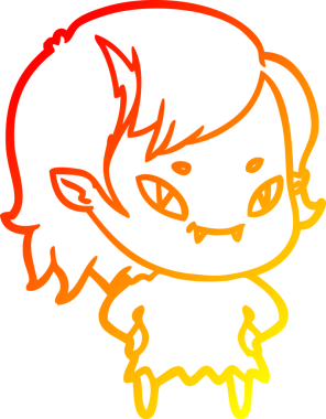 Bir insan tarafından çizilmiş, çizgi film karakteri, arkadaş canlısı vampir kız çizimi.