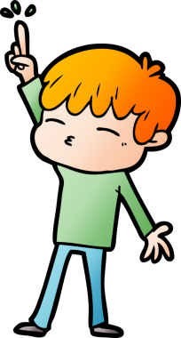 Bir insan tarafından çizilmiş meraklı bir çocuk.