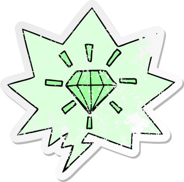 Sözcük baloncuklu karikatür dövmesi bir insan tarafından çizilmiş sıkıntılı eski bir çıkartma