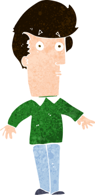 Çizgi film bir insan tarafından çizilmiş ürkmüş bir adam