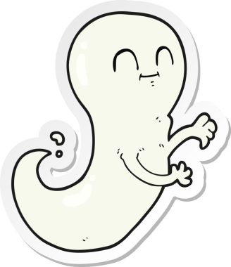 Bir insan tarafından çizilmiş bir hayaletin çıkartması.