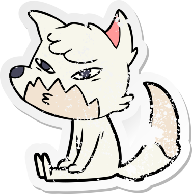 Bir insan tarafından çizilmiş zeki bir tilkinin sıkıntılı çıkartması.